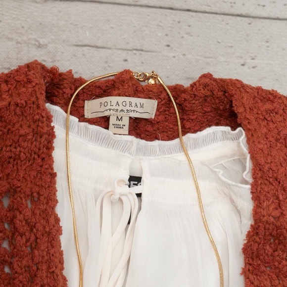 LAST ONE Rust Bell Sleeve Open Cardigan Sweater - Picture 6 of 8